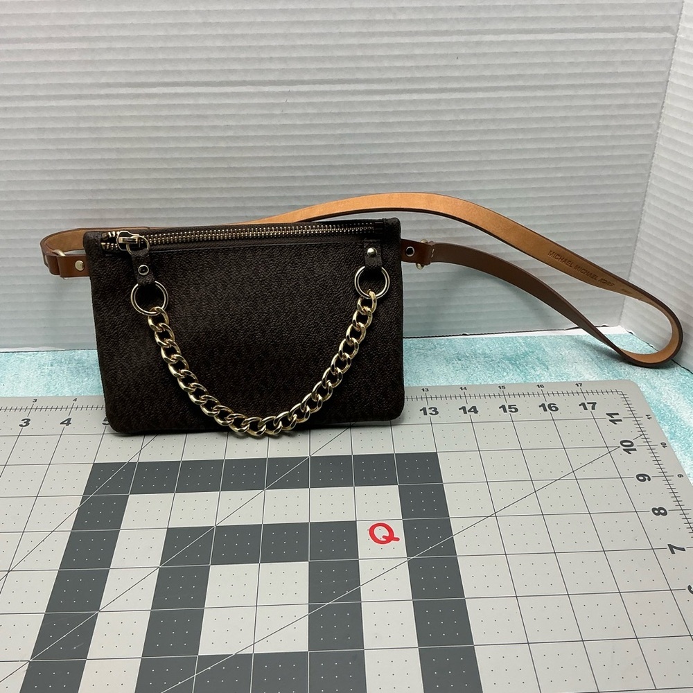 Brown Crossbody Bag with Chain Detail